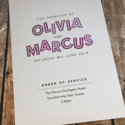 Name in Lights Order of Service Covers by Dilly & Dilly