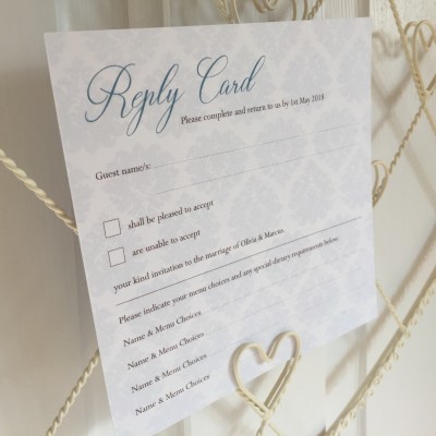 Cresta Wedding Reply Card by Dilly & Dilly