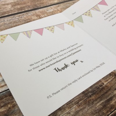 Bunting Wedding Invitation by Dilly & Dilly