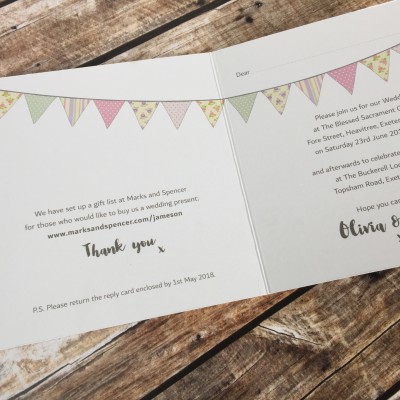 Bunting Wedding Invitation by Dilly & Dilly