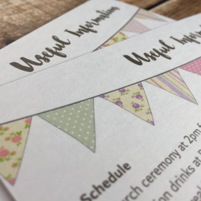 Bunting Wedding Information Card by Dilly & Dilly Bunting Wedding Information Card by Dilly & Dilly